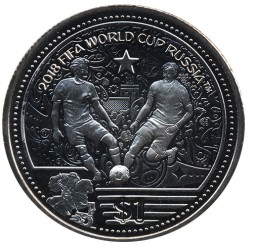 Монета Виргинские острова 1 доллар 2018 год - Чемпионат мира по футболу в России 2018