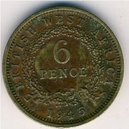 Британская Западная Африка 6 пенсов 1945 год
