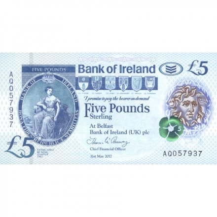 Северная Ирландия 5 фунтов 2017 год (Bank of Ireland) - Вискикурня Бушмилс UNC