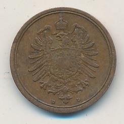 Германия 1 пфенниг 1875 год (D)
