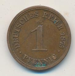 Германия 1 пфенниг 1875 год (D)