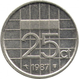 Нидерланды 25 центов 1987 год
