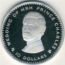 Монета Фиджи 10 долларов 1981 год