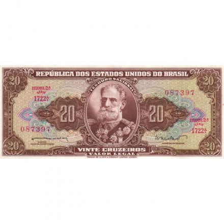Бразилия 20 крузейро 1962 год - UNC