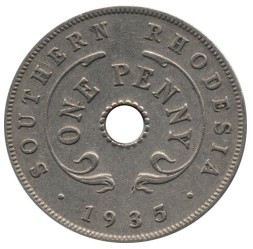 Монета Южная Родезия 1 пенни 1935 год