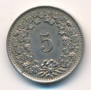 Швейцария 5 раппенов 1931 год