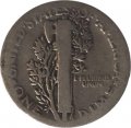 США 1 дайм (10 центов) 1920 год - Mercury Dime (без отметки МД)