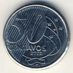 Монета Бразилия 50 сентаво 2002 год - Барон Рио-Бранко