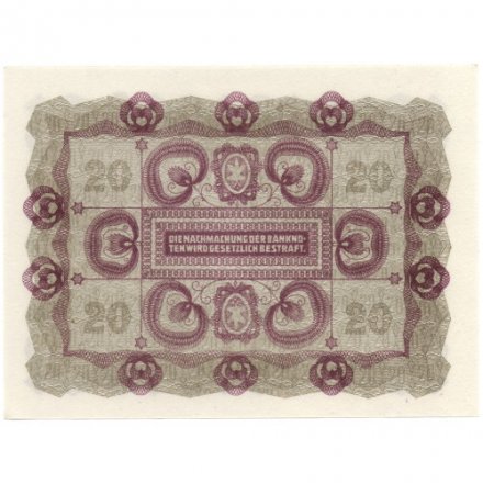 Австрия 20 крон 1922 год - UNC