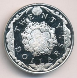 Монета Виргинские острова 20 долларов 1985 год - Золотой крест