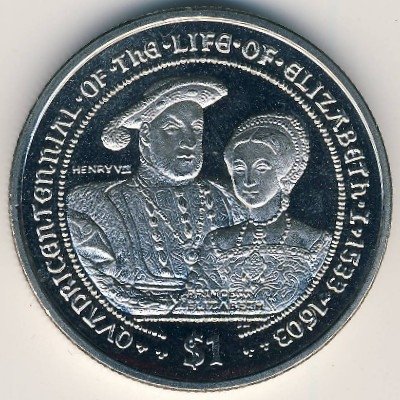 Виргинские острова 1 доллар 2003 год - Генрих VIII и Елизавета I