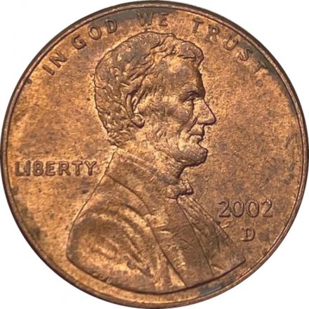 США 1 цент 2002 год - Авраам Линкольн (D)