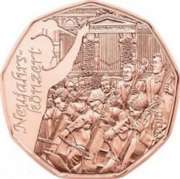 Австрия 5 евро 2016 год - Новый год - Новогодний концерт Венского филармонического оркестра