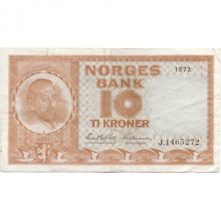 Норвегия 10 крон 1972 год - VF
