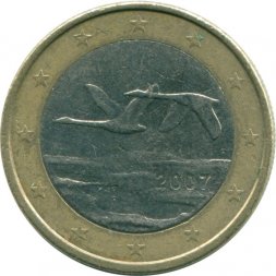 Финляндия 1 евро 2007 год - Летящие лебеди
