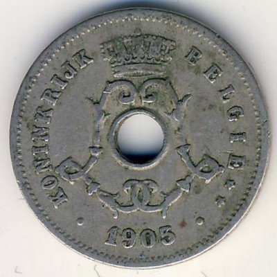 Бельгия 5 сантимов 1905 год BELGIE