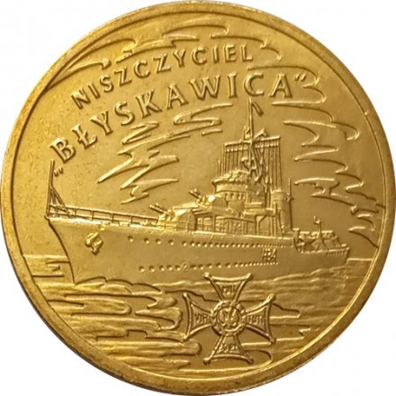 Польша 2 злотых 2012 год - Польские суда. Эсминец &quot;Молния&quot;