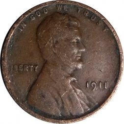 США 1 цент 1911 год - Авраам Линкольн (без отметки МД)