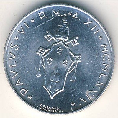 Ватикан 2 лиры 1974 год - Папа Павел VI