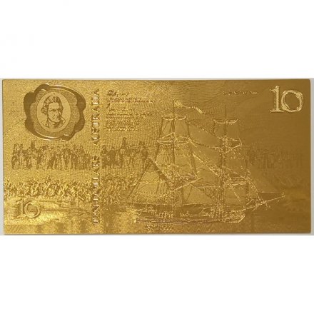 Сувенирная банкнота Австралия 10 долларов 1988 год (золотые) - 200-летие Британского Правления UNC