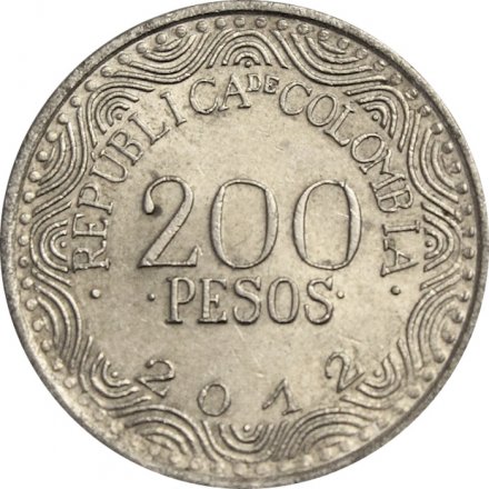 Колумбия 200 песо 2012 год - Попугай
