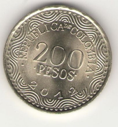 Колумбия 200 песо 2012 год - Попугай