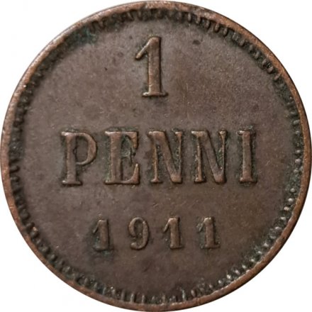 Финляндия 1 пенни 1911 год - VF