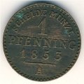 Пруссия 1 пфеннинг 1853 год