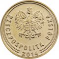 Польша 1 грош 2014 год (новый тип)