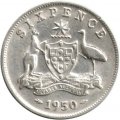 Австралия 6 пенсов 1950 год