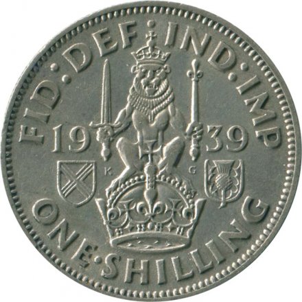 Великобритания 1 шиллинг 1939 год - Шотландский герб