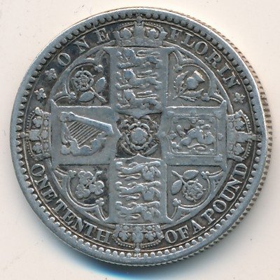 Великобритания 2 шиллинга (1 флорин) 1849 год