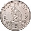 Гибралтар 5 пенсов 2003 год - Берберская обезьяна (Не магнетик, &quot;AA&quot;)