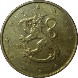 Финляндия 50 евроцентов 2008 год - Герб Финляндии