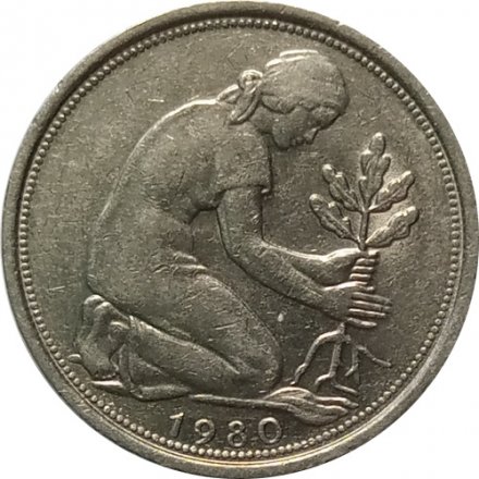 ФРГ 50 пфеннигов 1980 год (G)