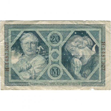 Германия 20 марок 1915 год - F
