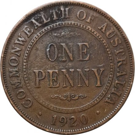 Австралия 1 пенни 1920 год (без точек)