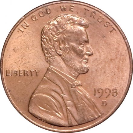 США 1 цент 1998 год - Авраам Линкольн (D)