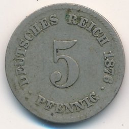 Германия 5 пфеннигов 1876 год