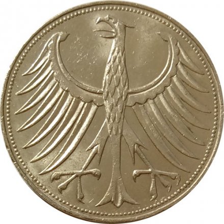 ФРГ 5 марок 1957 - Орёл - F