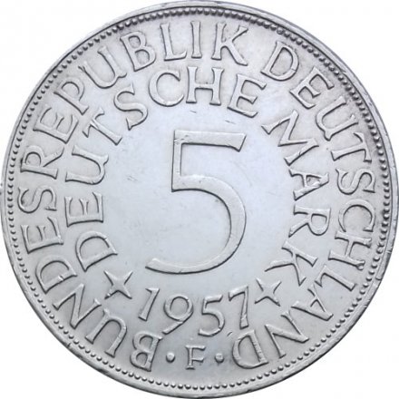 ФРГ 5 марок 1957 - Орёл - F