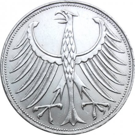ФРГ 5 марок 1957 - Орёл - F
