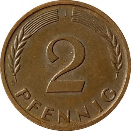 ФРГ 2 пфеннига 1960 год (J)