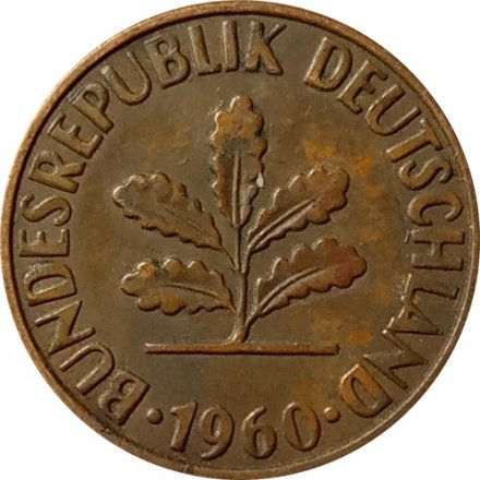 ФРГ 2 пфеннига 1960 год (J)