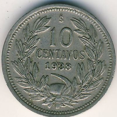 Чили 10 сентаво 1938 год