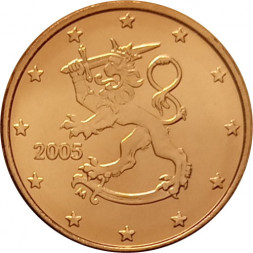 Финляндия 1 евроцент 2005 год - Герб Финляндии UNC