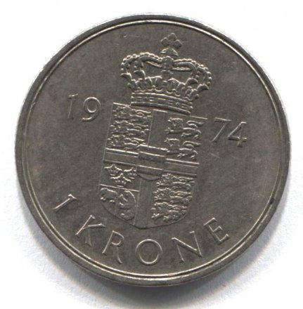 Дания 1 крона 1974 год