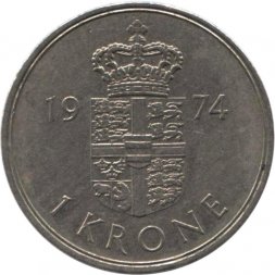 Дания 1 крона 1974 год
