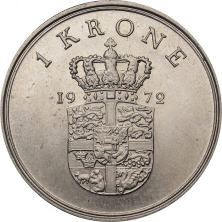 Дания 1 крона 1972 год - Король Фредерик IX