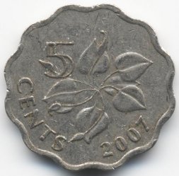 Свазиленд 5 центов 2007 год